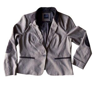 Limited Equestrian Blazer Womens L Jacket Elbow Patches Houndstooth Contrast